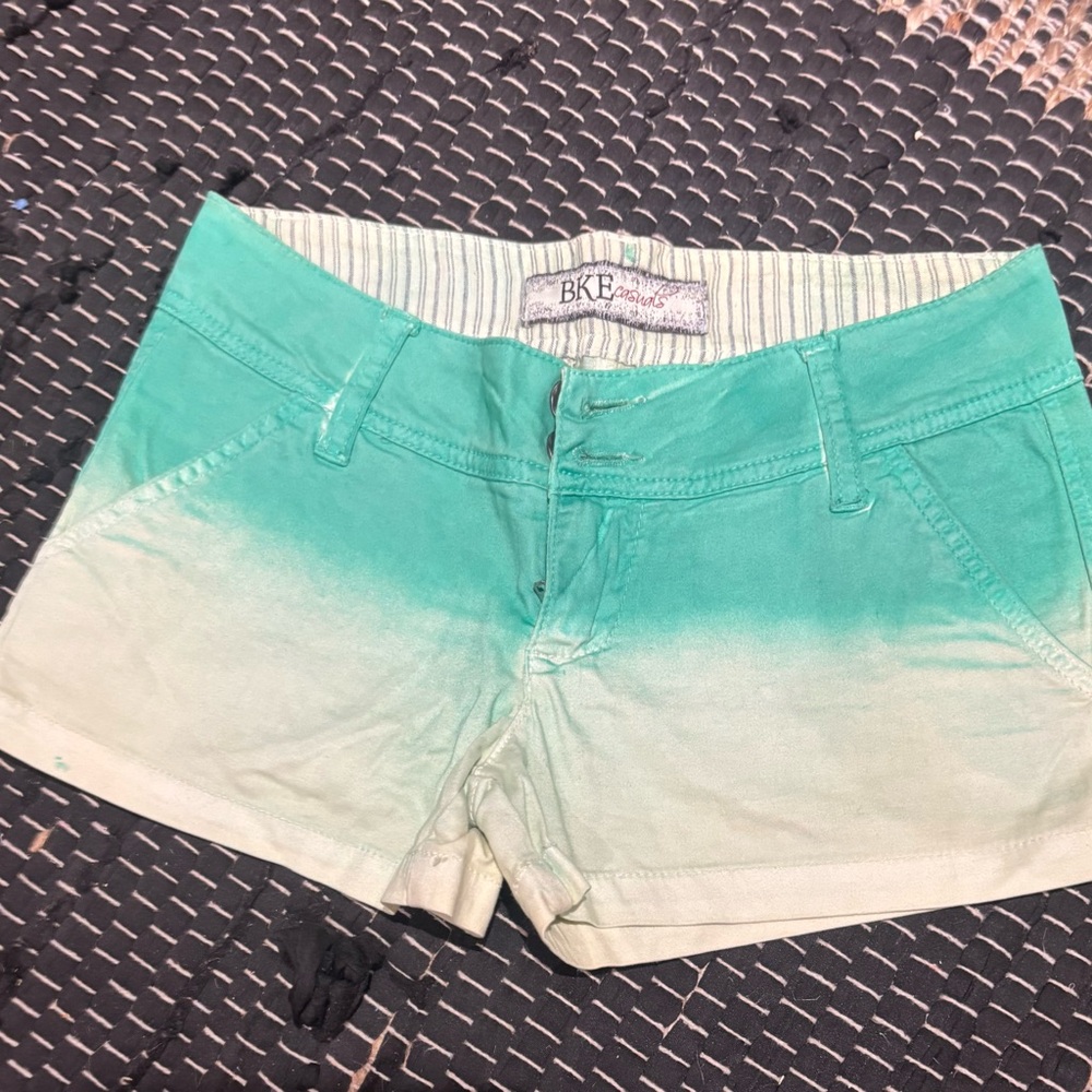BKE Green Jean Shorts with Ombre Effect